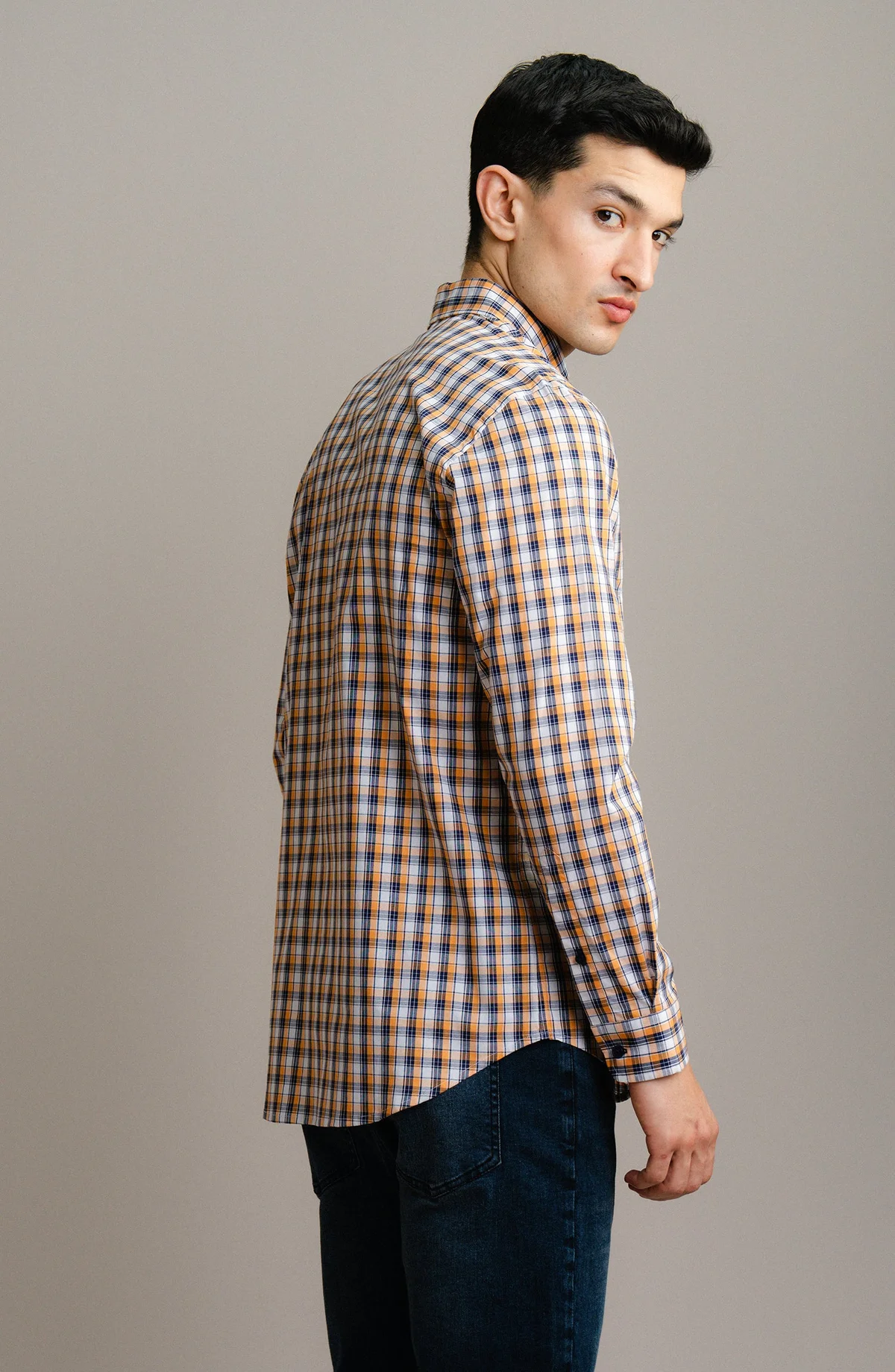 YARN DYED SHIRT  - MUSTARD - view 4