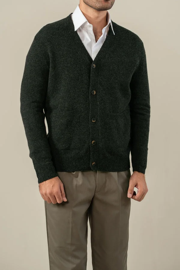 Full-sleeve Lambs Wool Cardigan - SWP26-4 - Green - Regular Fit