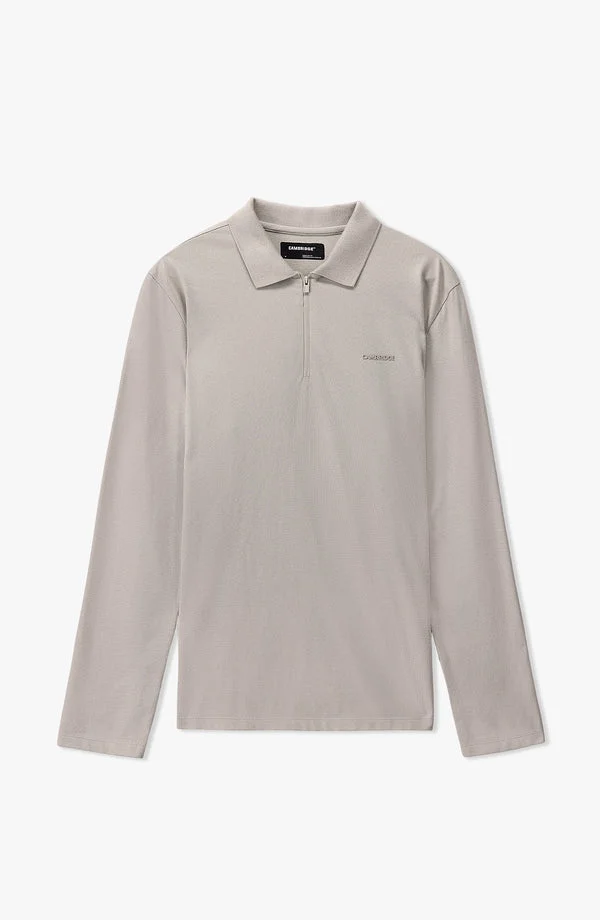 Full Sleeves Performance Zipper Regular Fit Polo - W25PZP01 - Beige