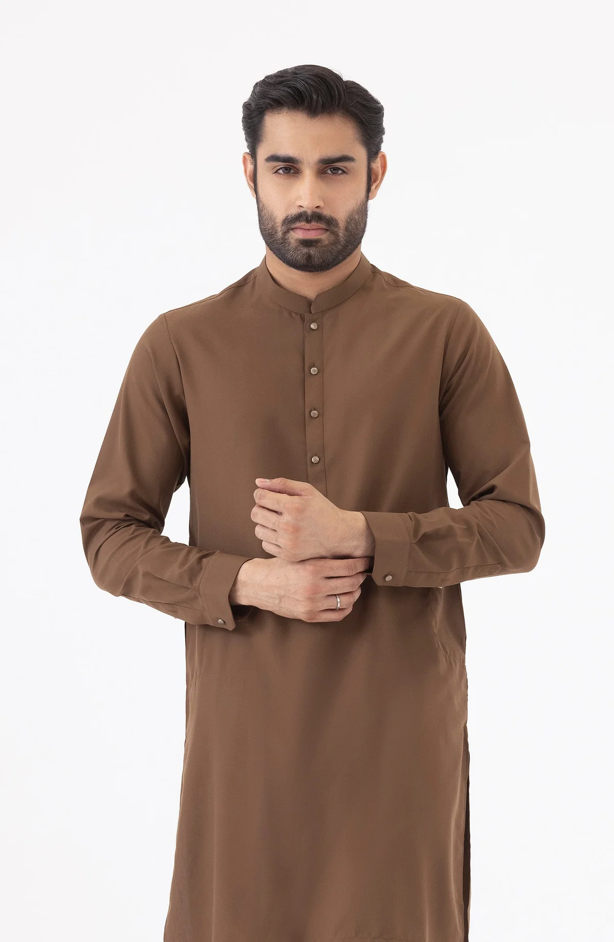 Basic Fancy Pajama Suit - Brown - view 2