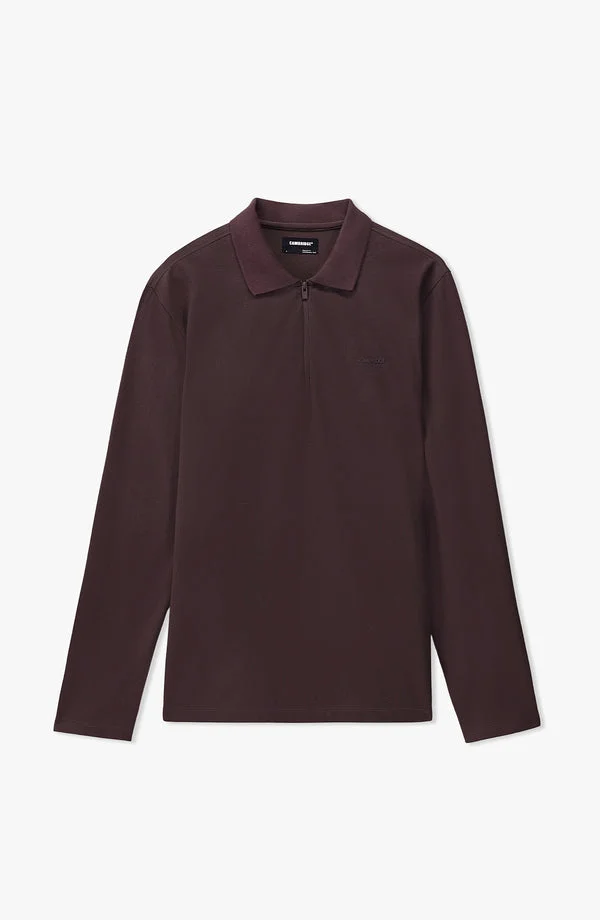 Full Sleeves Performance Zipper Regular Fit Polo - W25PZP01 - Burgundy