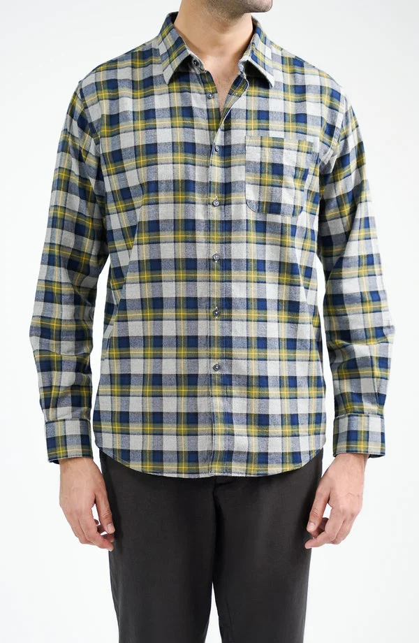 Full-Sleeves Flannel Shirt - Yellow - BCF5-07