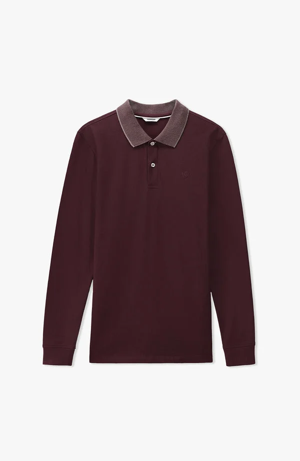 Full Sleeve Stretch Polo - W25PSS01 - Burgundy, Smart Fit