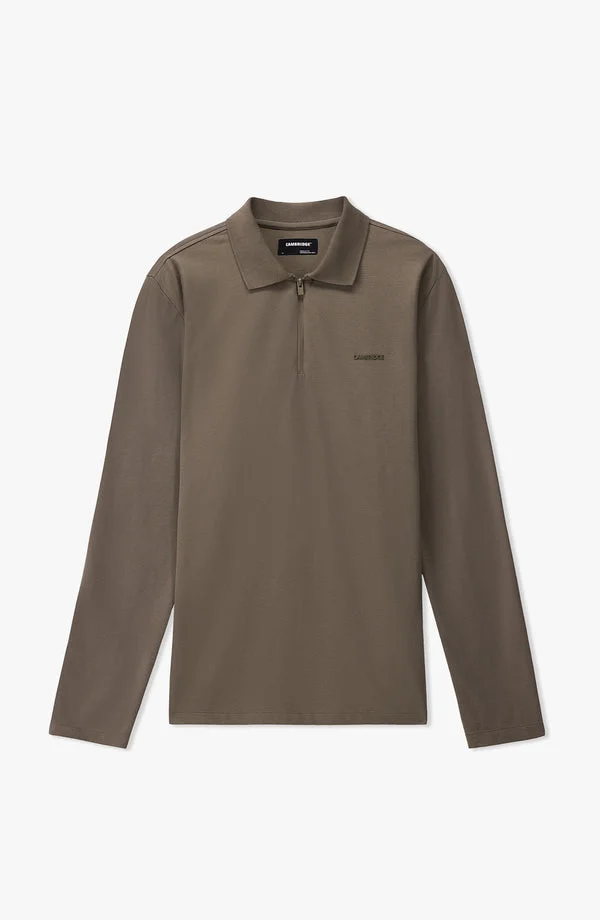 Full Sleeves Performance Zipper Regular Fit Polo - W25PZP01 - Light Brown