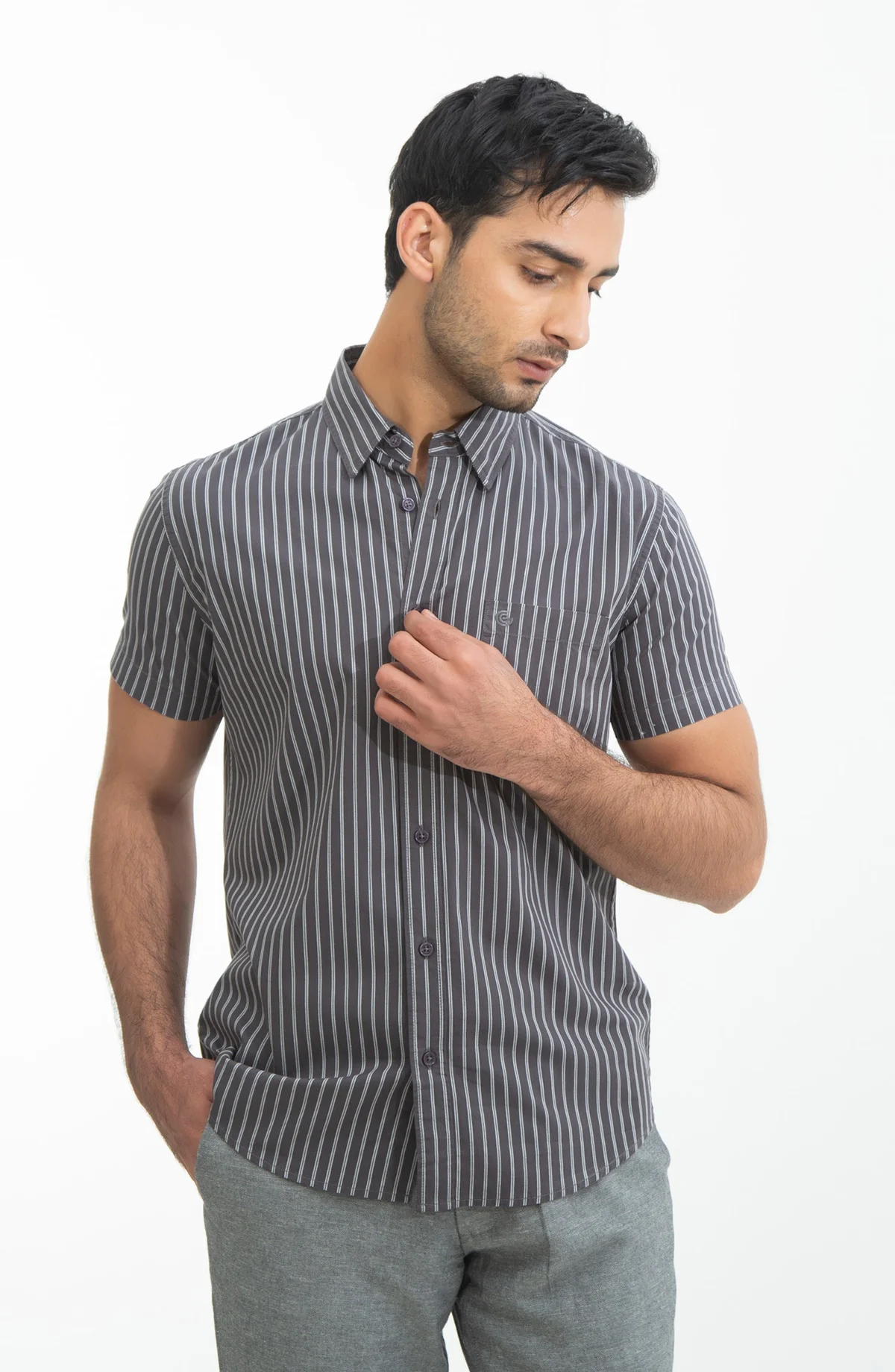 Half Sleeves Yarn Dyed Shirt - view 2