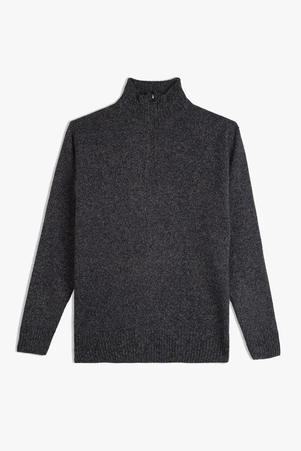 Plain Zipper Full-Sleeve Lambs Wool Sweater - SWP26-7 - Blue