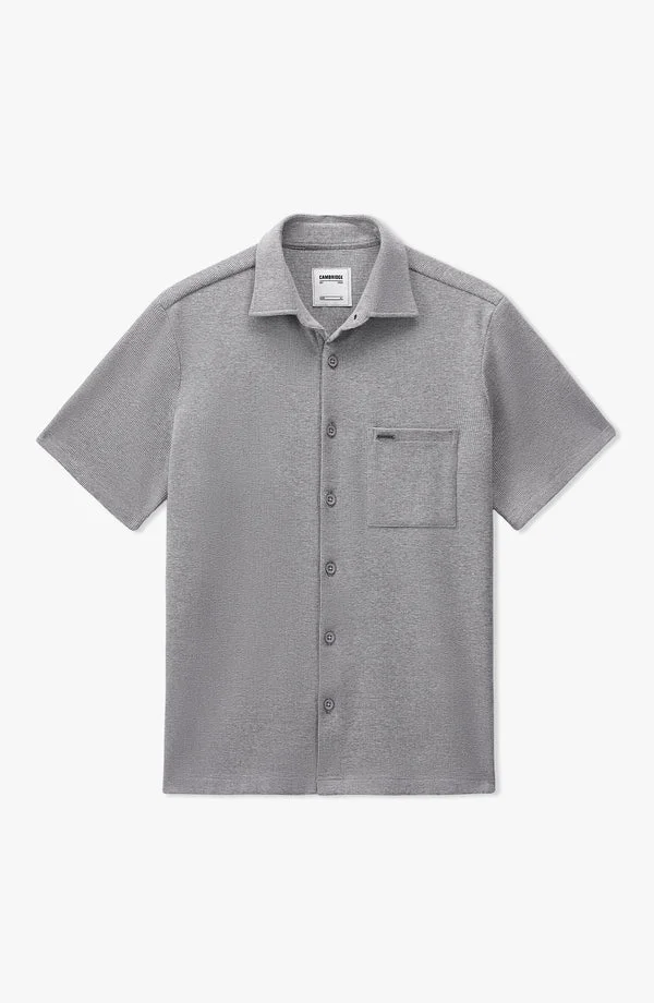 Half-Sleeve Waffle Button Shirt - Ash Grey - W25BSW01