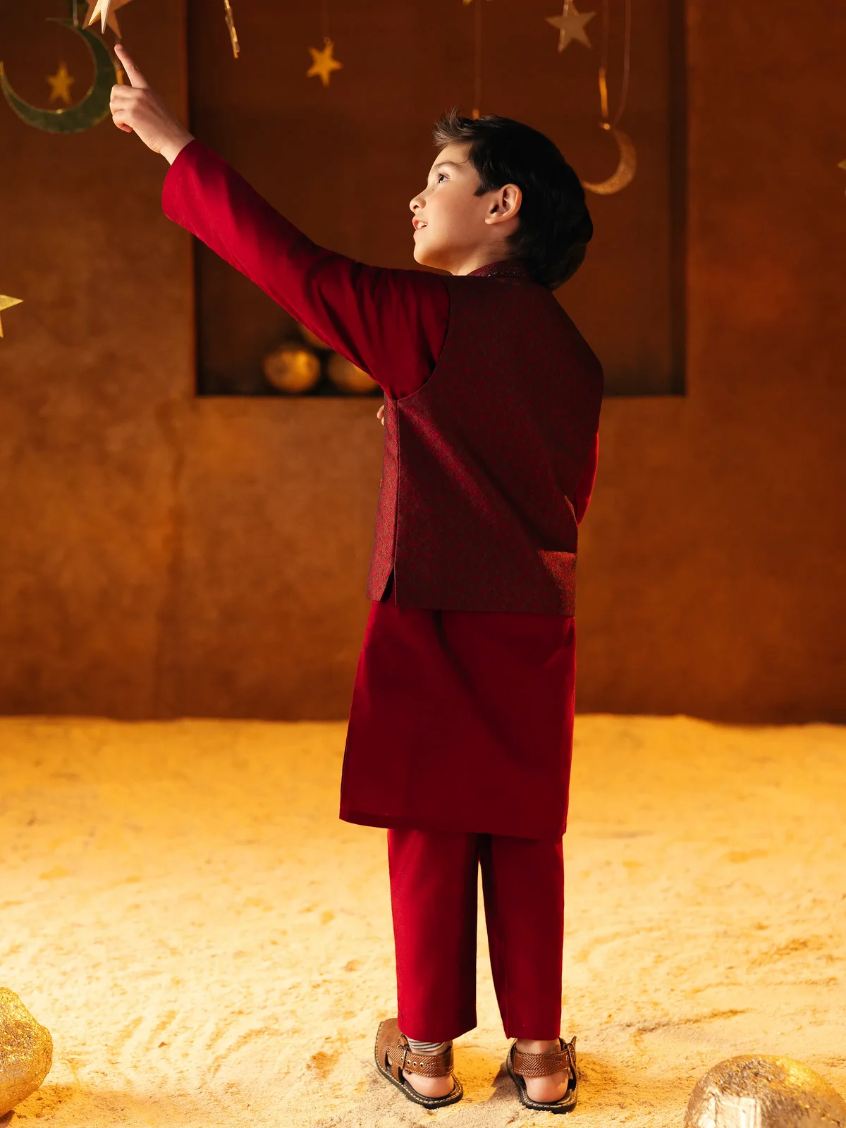 Boy's Red Waist Coat Suit - EBTWCSC5-031 - view 5