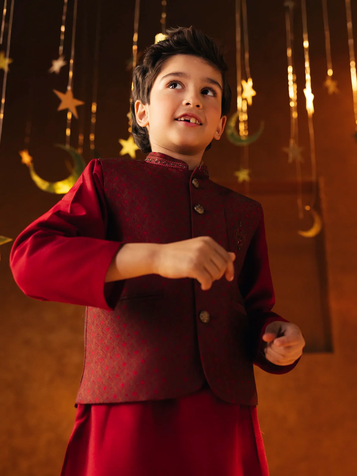 Boy's Red Waist Coat Suit - EBTWCSC5-031 - view 2