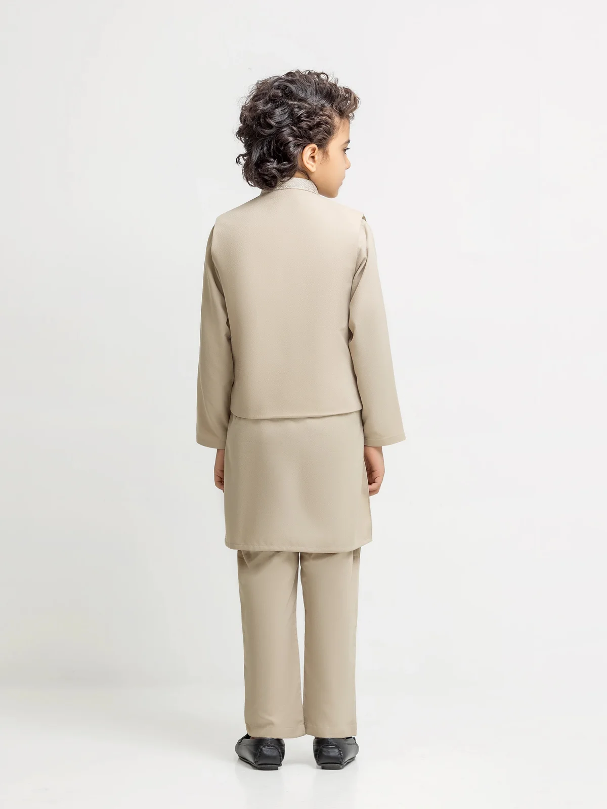 Boy's Light Beige Waist Coat Suit - ECBTWCS6-107 - view 5
