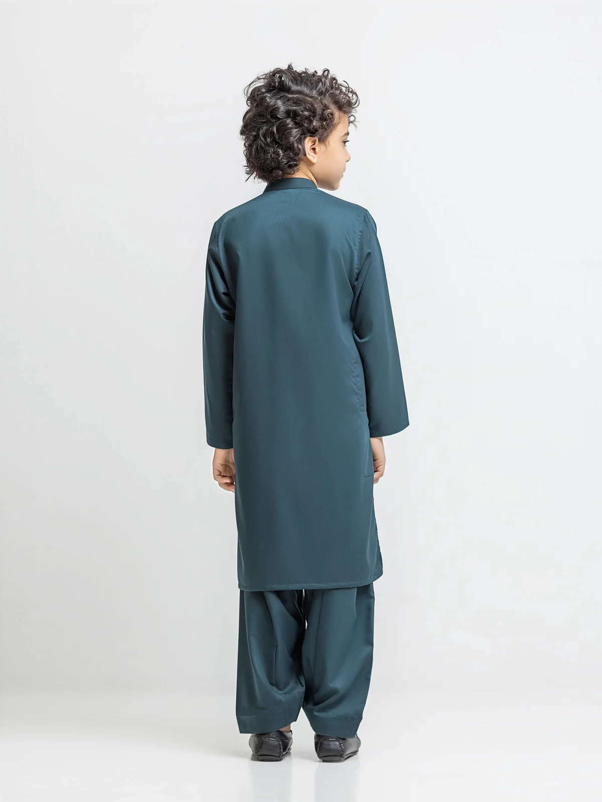 Boy's Dark Green Kurta Shalwar - EBTKS5-4062 - view 5
