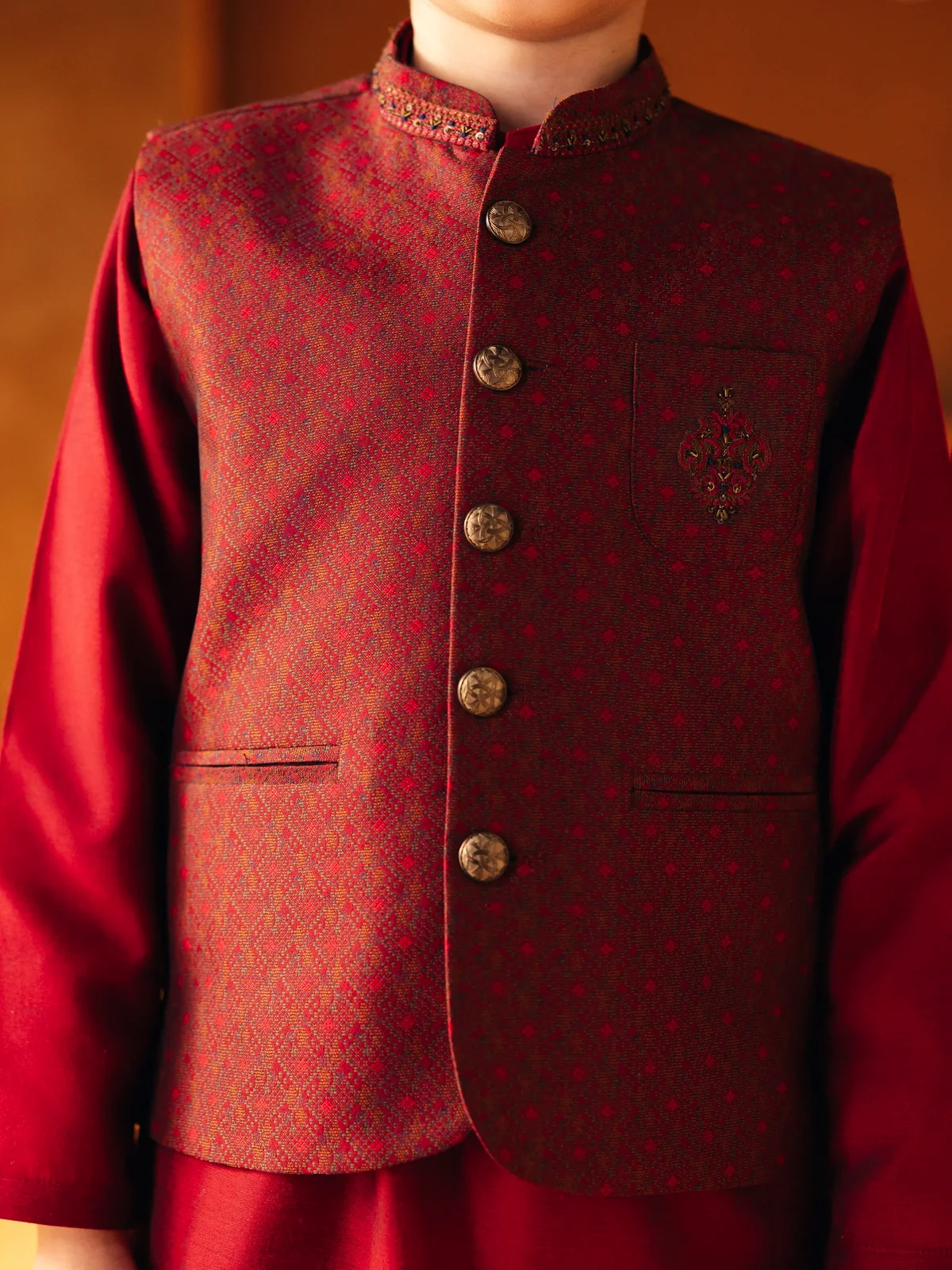 Boy's Red Waist Coat Suit - EBTWCSC5-031 - view 3