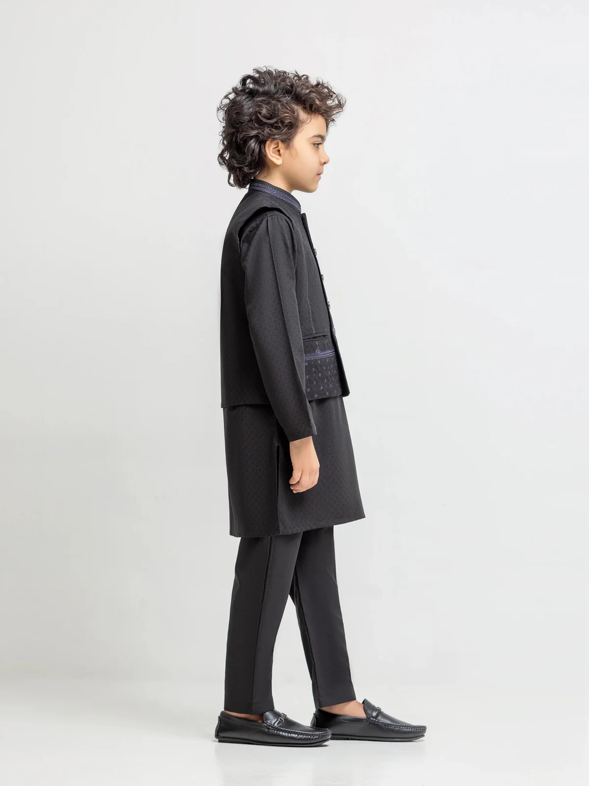 Boy's Black Waist Coat Suit - ECBTWCS6-101 - view 4