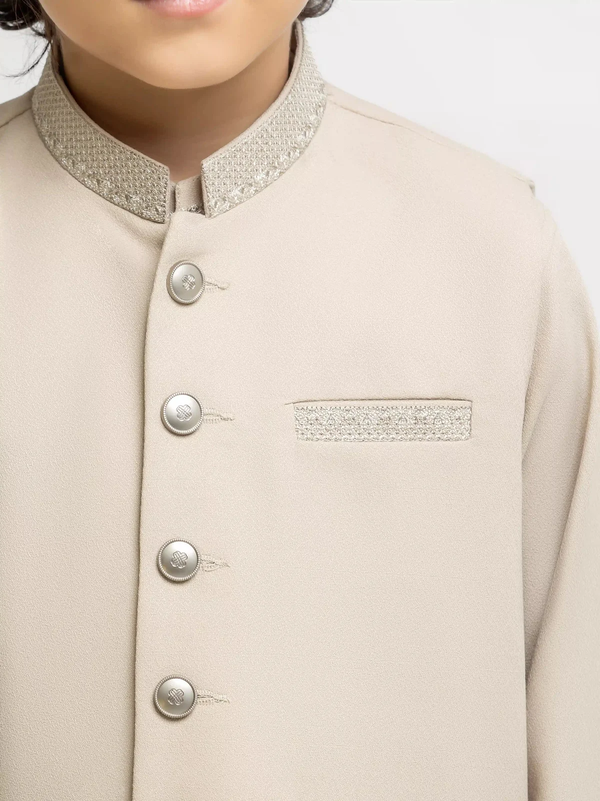 Boy's Light Beige Waist Coat Suit - ECBTWCS6-107 - view 3