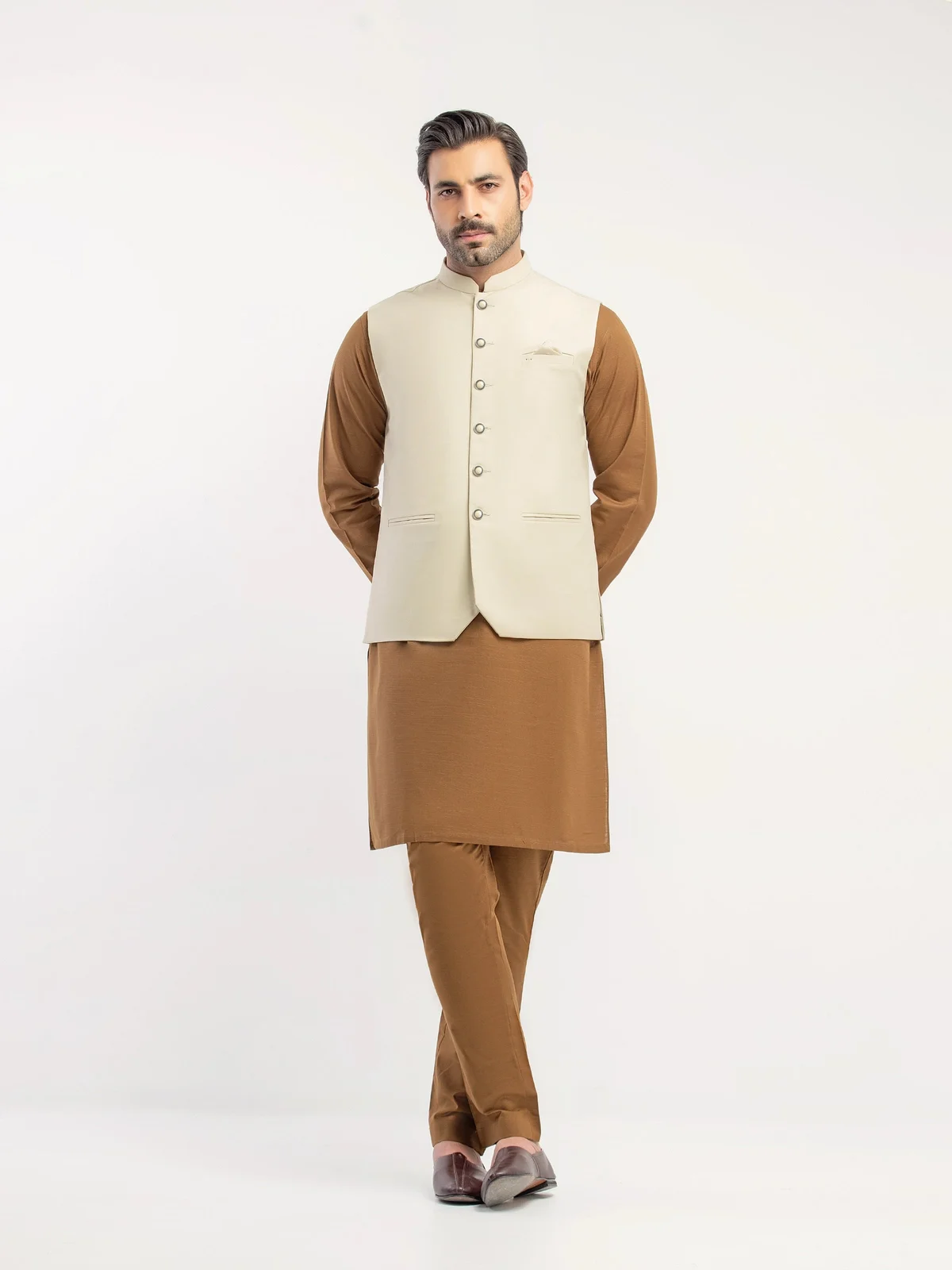 Men's Light Sage Waist Coat - EMTWCP6-36004 - view 2