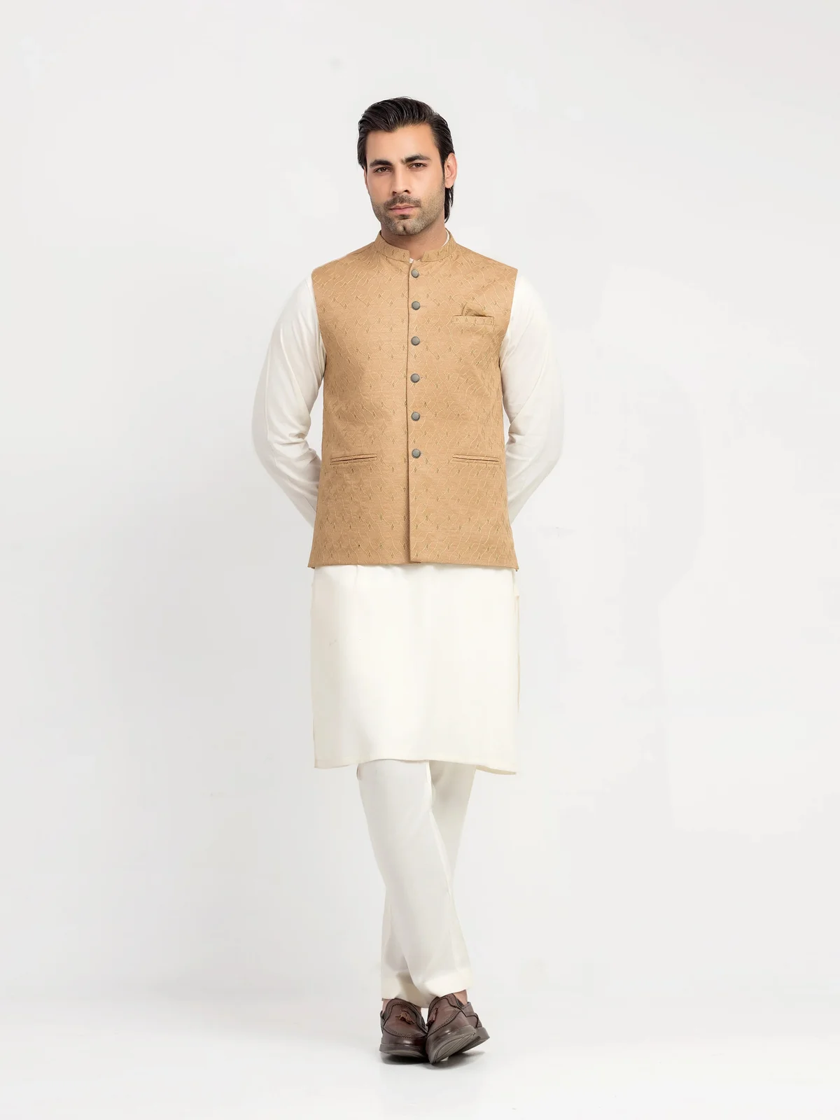 Men's Camel Waist Coat - EMTWCE5-36002 - view 2