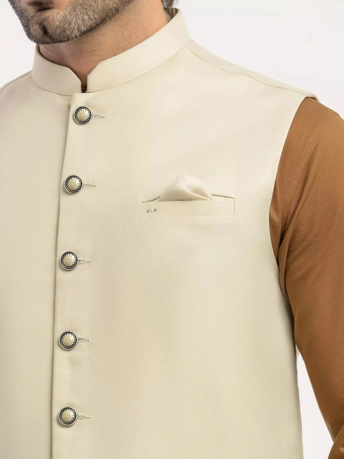 Men's Light Sage Waist Coat - EMTWCP6-36004 - view 3