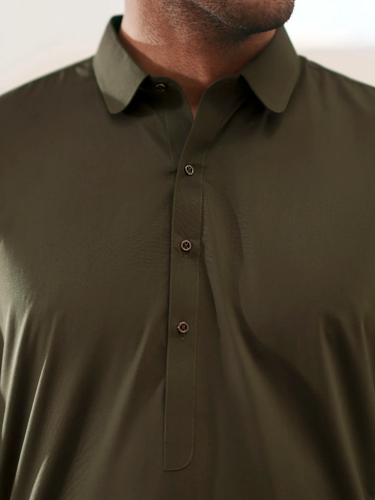 Men's Olive Green Shalwar Kameez - EMTKST5-99632 - view 4