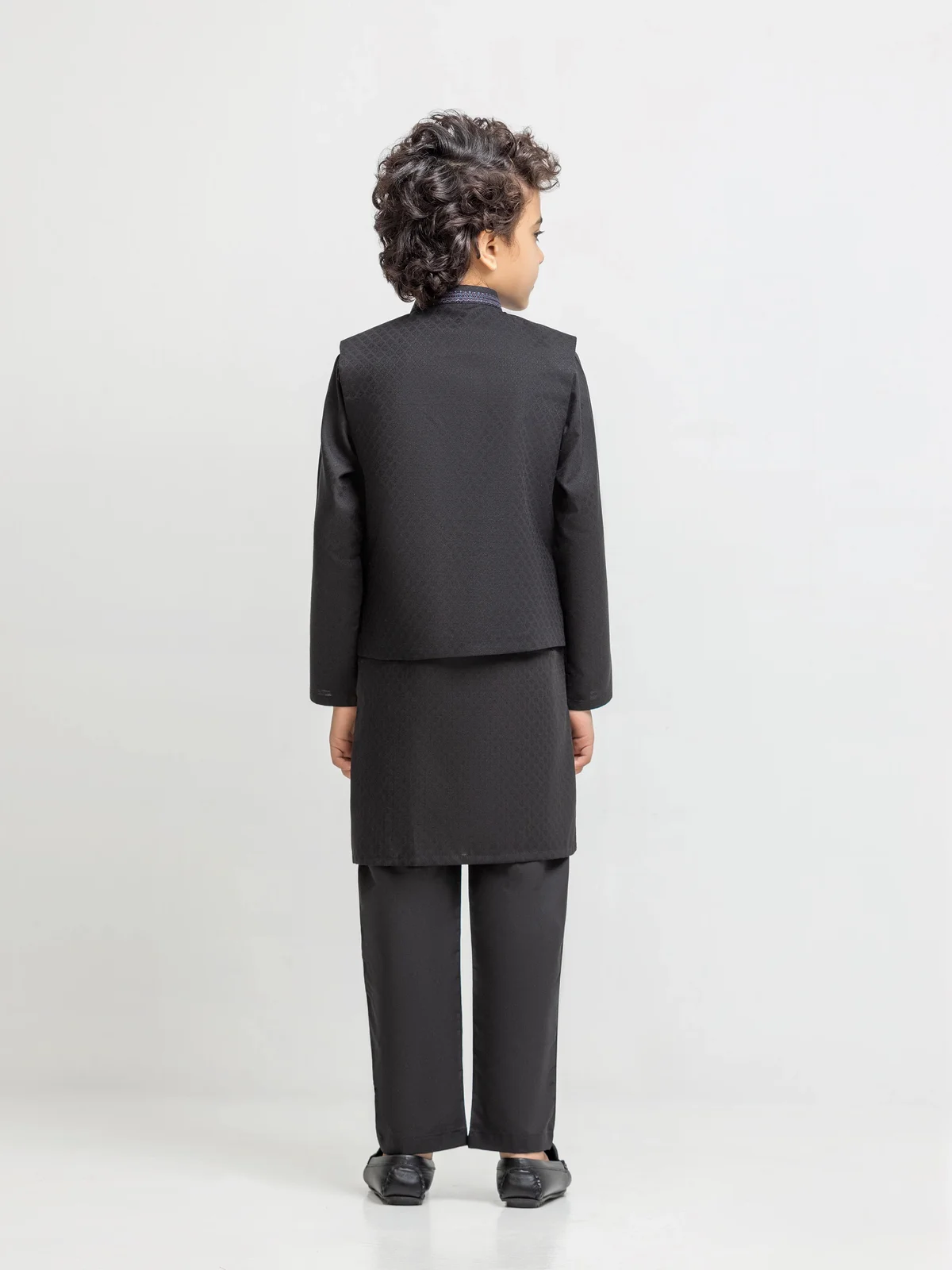 Boy's Black Waist Coat Suit - ECBTWCS6-101 - view 5