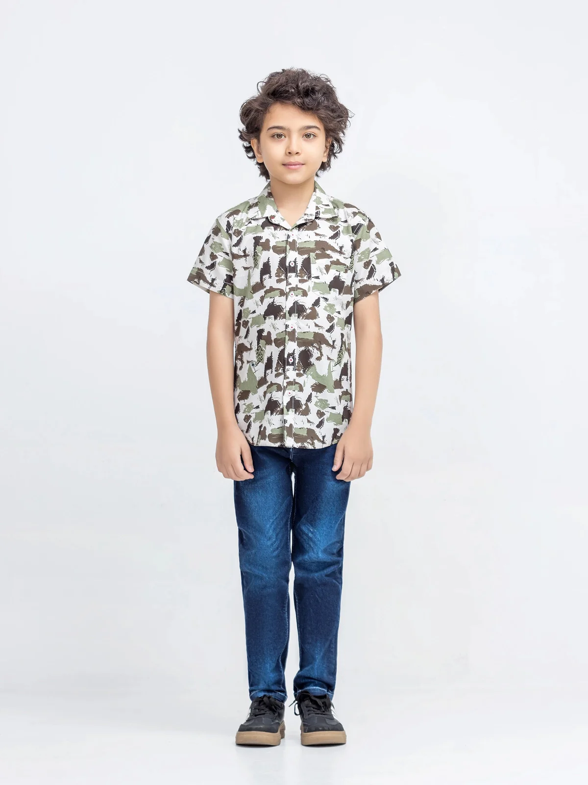 Boy's White & Green Shirt - EBTS5-27679 - view 2