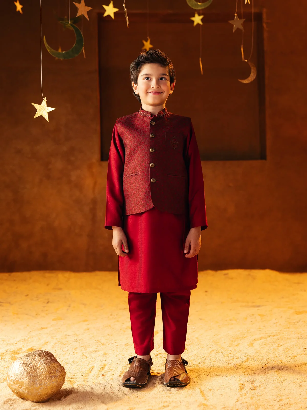 Boy's Red Waist Coat Suit - EBTWCSC5-031