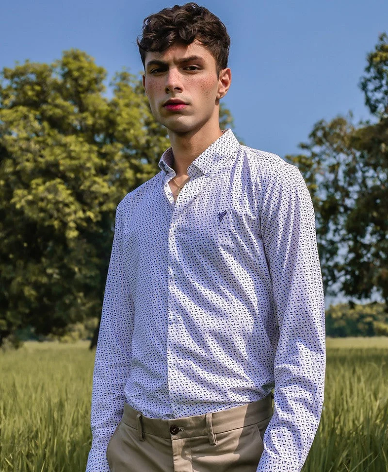 Yellow and Blue Printed Shirt (Slim Fit) - view 2