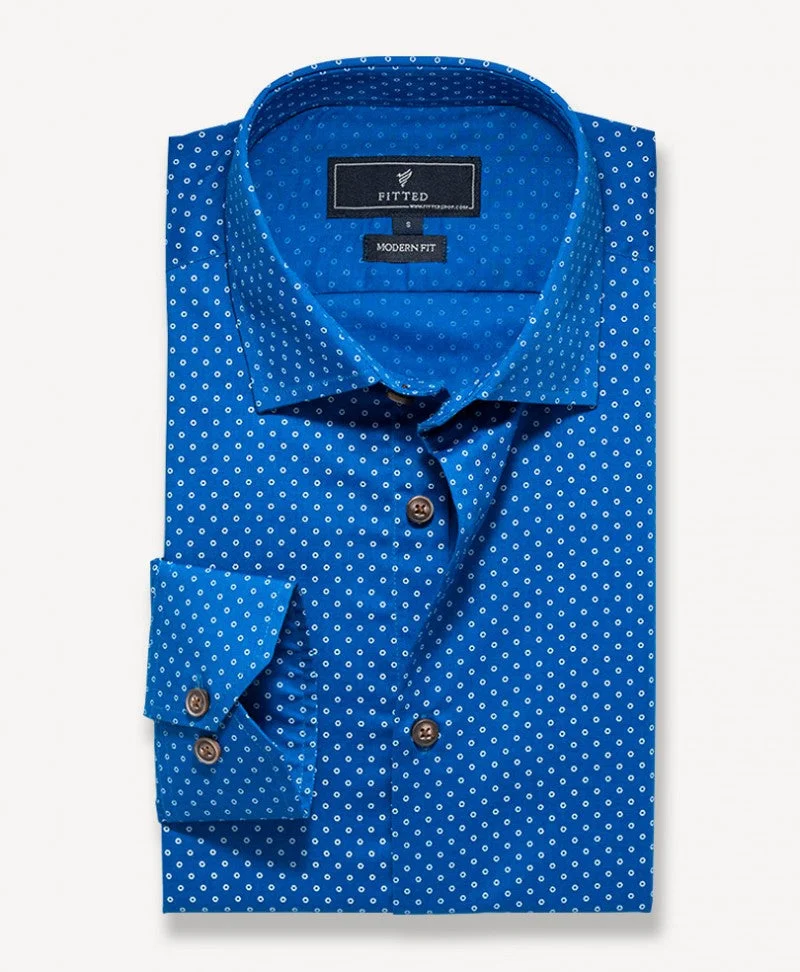 Midnight Blue Printed Shirt (Modern Fit) - view 3