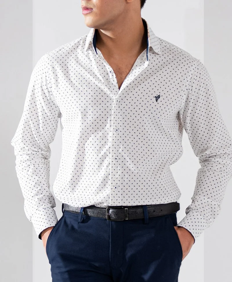 White Printed Shirt (Slim / Modern Fit) - view 3