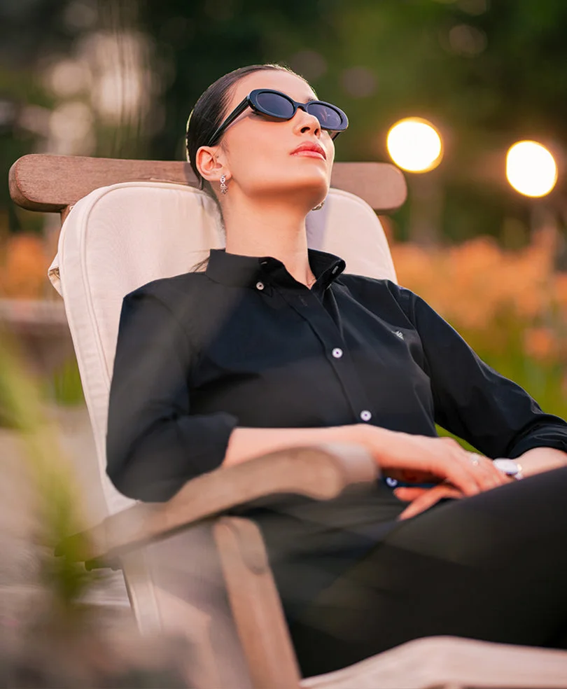 Black Button Down Shirt (Women) - view 3