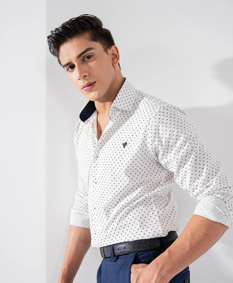 White Printed Shirt (Slim / Modern Fit) - view 5