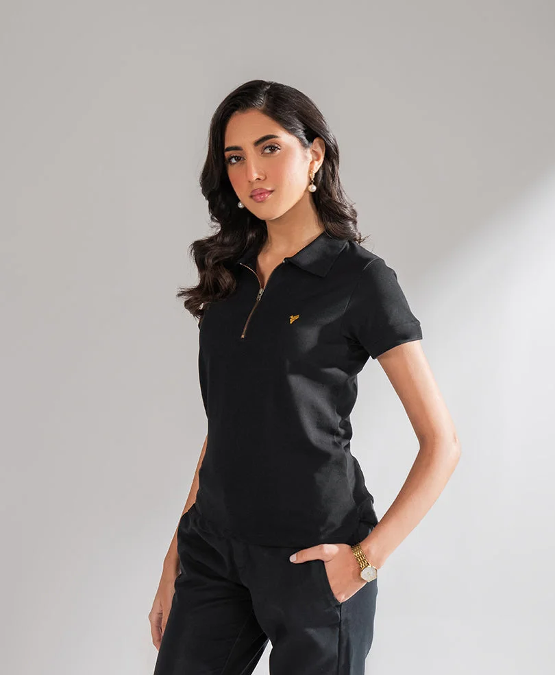 Black Zip POLO (Women)