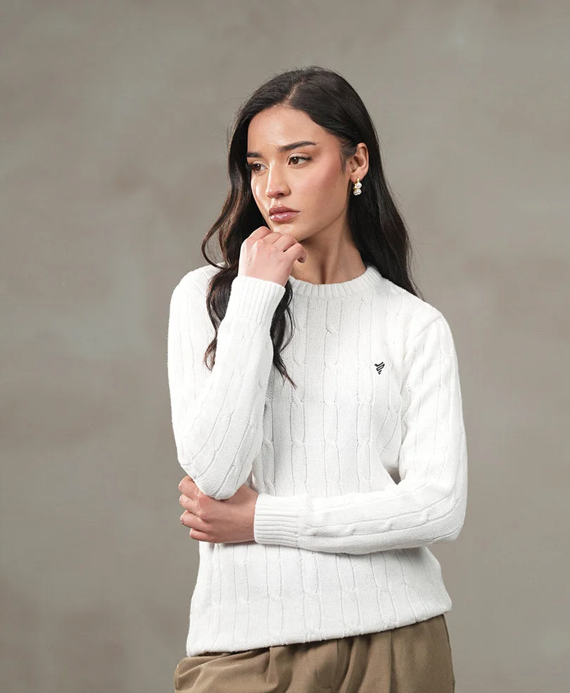 White Cable Knit Sweater (Women)