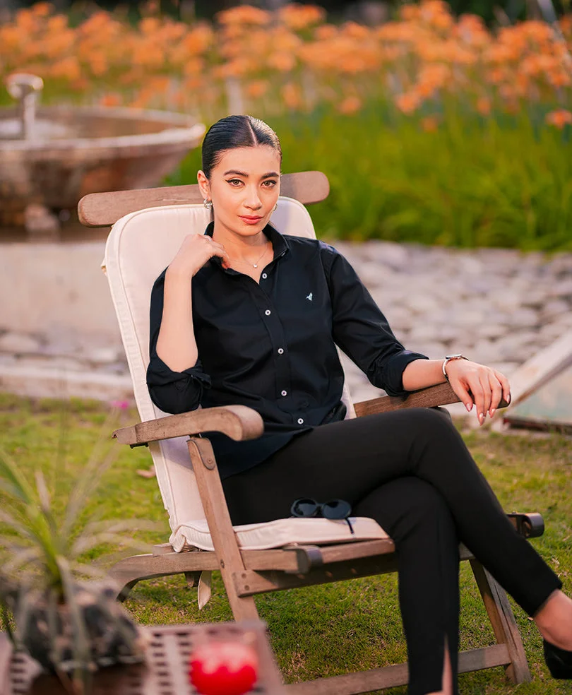 Black Button Down Shirt (Women) - view 2