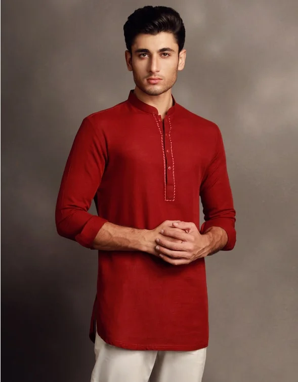 MAROON COTTON SHORT KURTA | JJSHK-W-90485