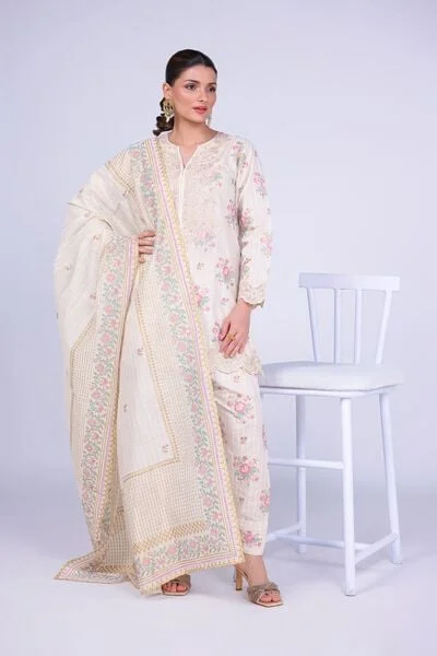 Printed Raw Silk Pants - 25-05S22-06BA-VG_MULTI