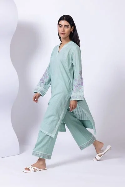 Embroidered Leno Pants - 24-12E05-08BA-VG_MULTI