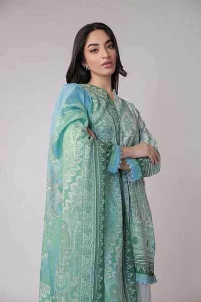 Printed Cotton Dobby Dupatta - DDNN05AC-VG_MULTI