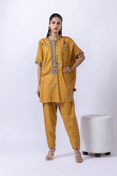 Embroidered Cotton Dobby Pants - SB25098A-VG_MULTI