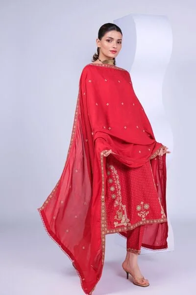 Embroidered Russian Raw Silk Pants - 25-05S18-07BA-VG_MULTI