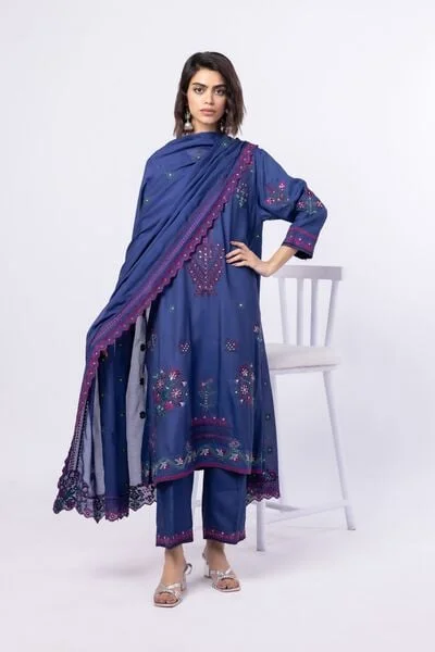 Embroidered Viscose Oak Silk Pants - SB25029A-VG_MULTI