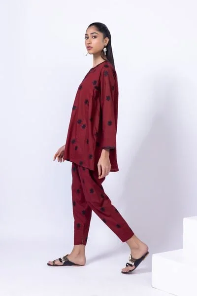 Embroidered Crosshatch Poplin Pants - 24-12E08-06BA