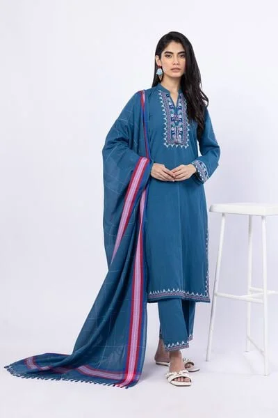 Embroidered Handwoven Cotton Kurta - 25-08K3-02TA-VG_MULTI