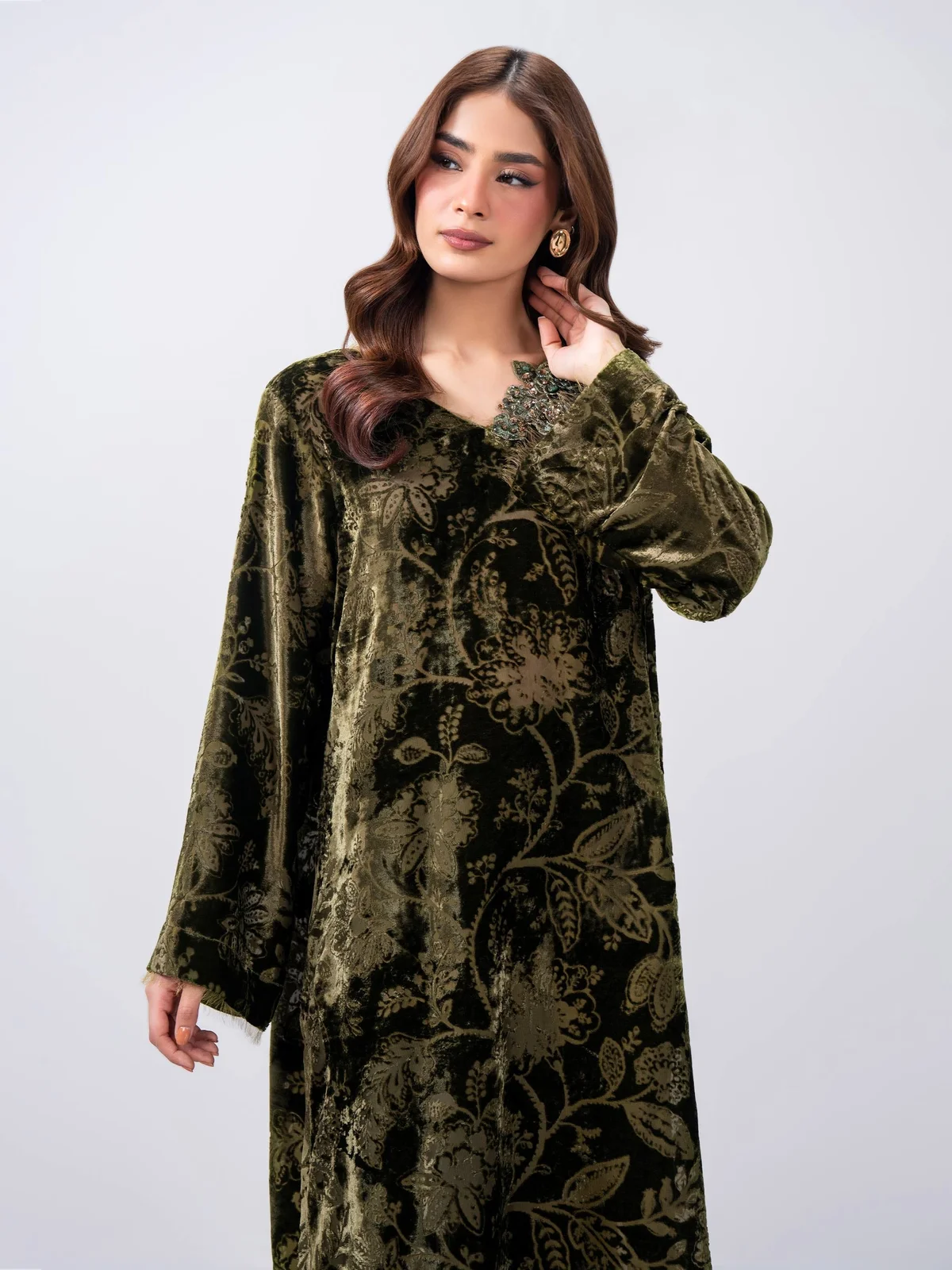 2 Piece Velvet Suit- Embroidered (Pret) - view 4