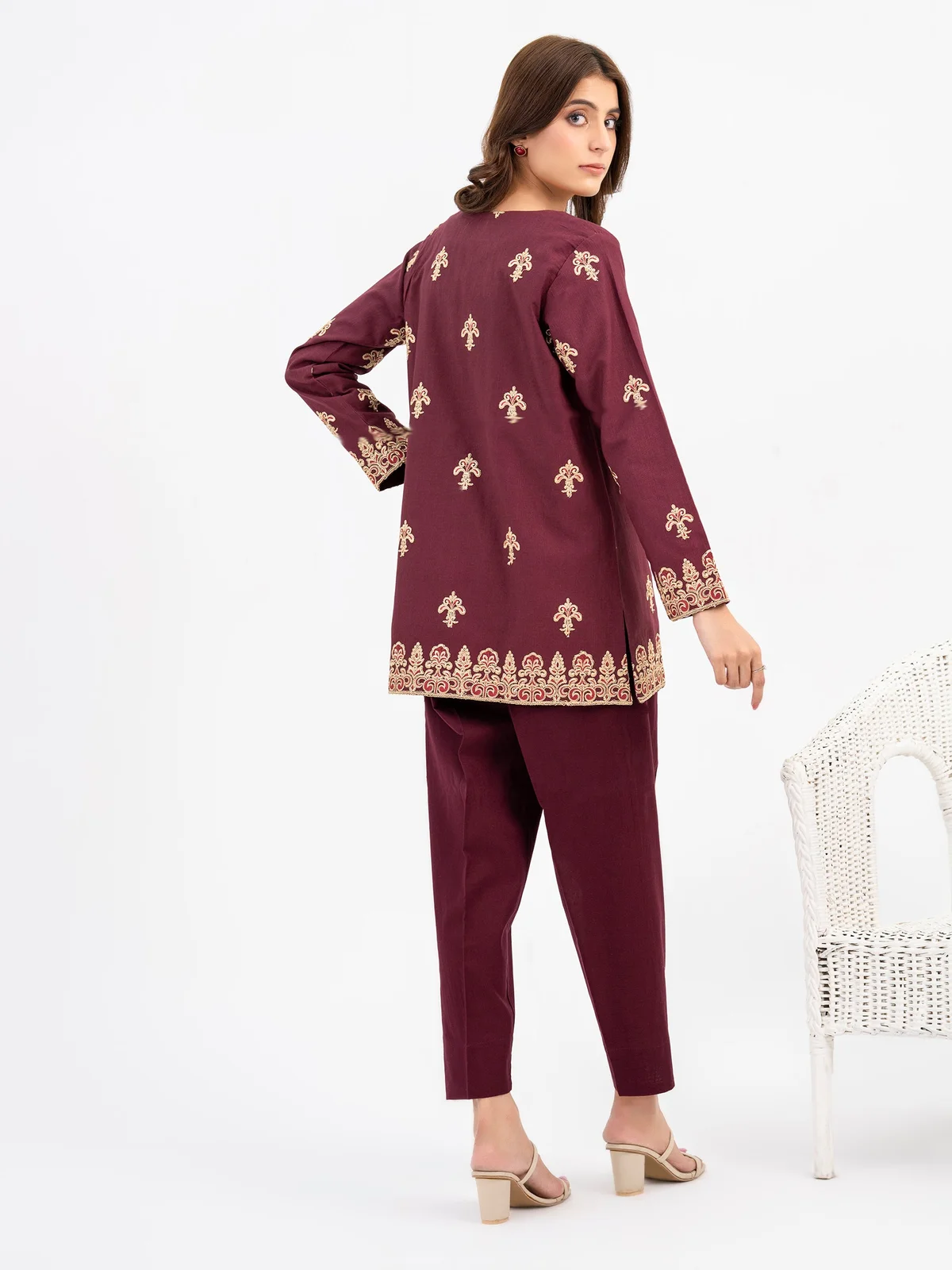 Embroidered Khaddar Cardigan(Pret) - view 4