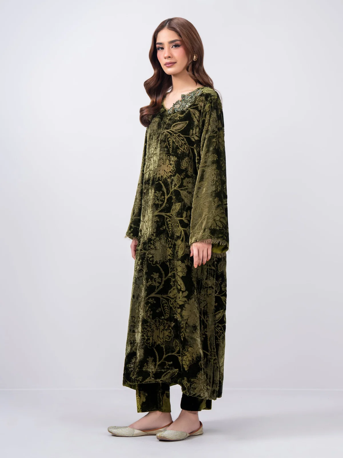 2 Piece Velvet Suit- Embroidered (Pret) - view 2