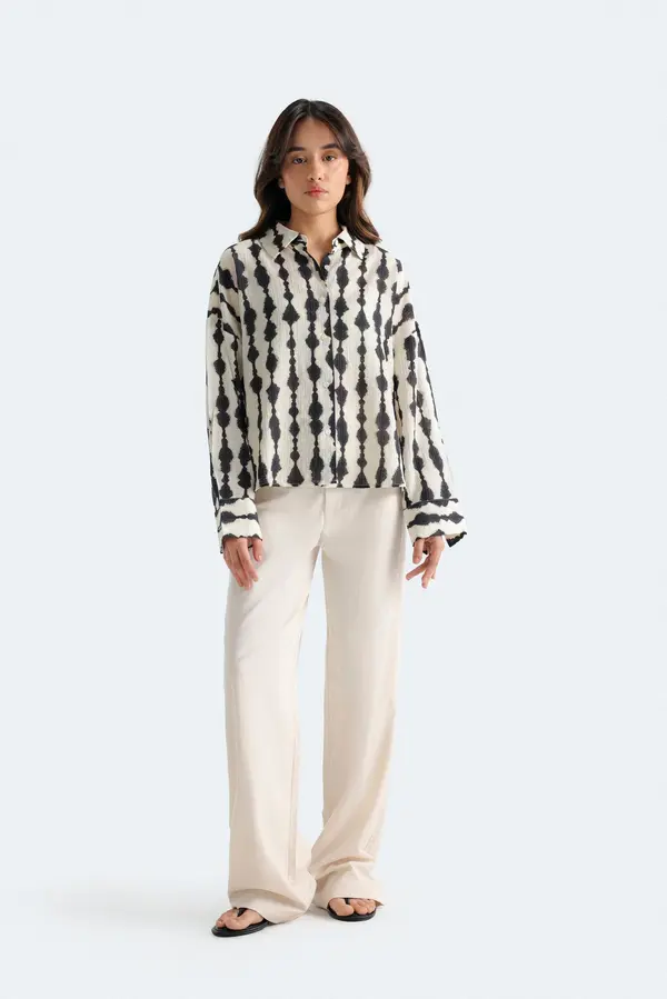 All-Over Print Striped Shirt
