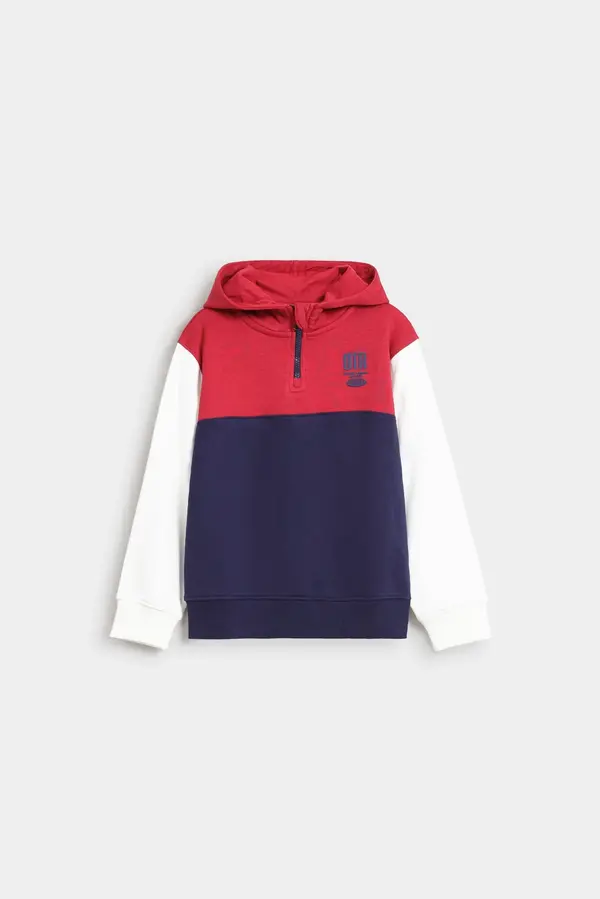 Color-Block Slogan Print Hood