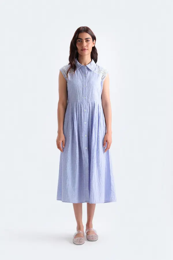 Striped Embroidered Dress