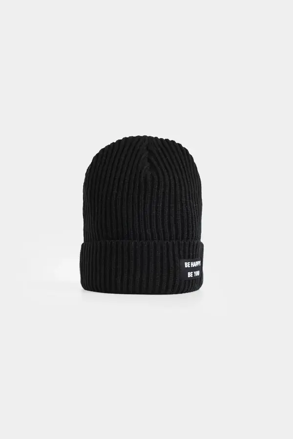 Ribbed Beanie With Label Patch