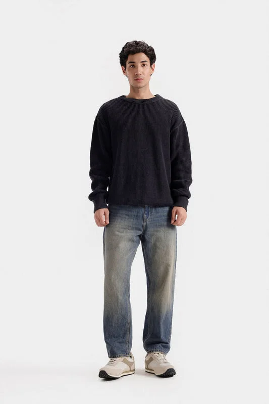 Basic Knitted Sweater - Relaxed Fit - Mid Grey - F0168